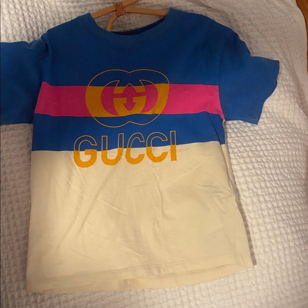 Gucci Kids Blue, Pink, and Cream Tee